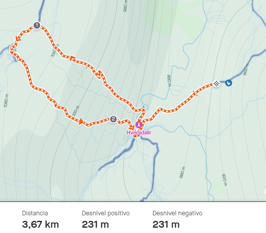 Caminata Nedri-Hveradalir. 4 km